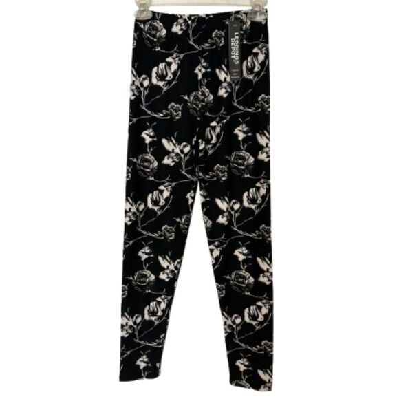 New Leggings Depot Black Floral Leggings One Size E31 - Picture 1 of 7
